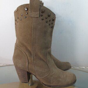 Xti Western Boots Brown Suede Leather Women's US Size 8